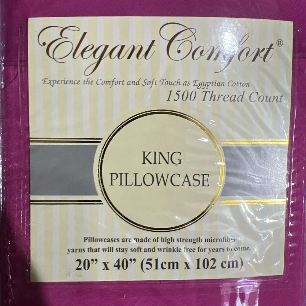 Elegant Comfort‎ Luxury Ultra Soft 2Pcs Pillowcase 1500 Thread Ct King Size Pink